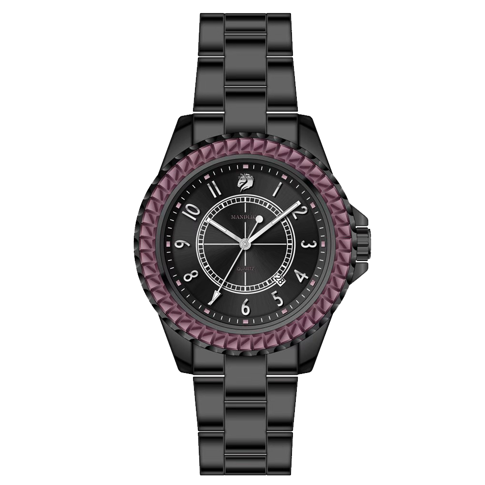 【Mandlick 曼德利克】MDK-010藍寶石水晶玻璃防水30米3年電池石英錶-