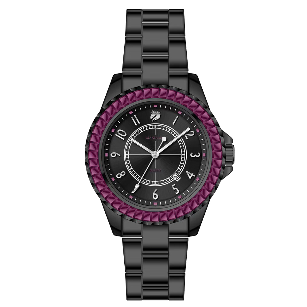 【Mandlick 曼德利克】MDK-010藍寶石水晶玻璃防水30米3年電池石英錶-