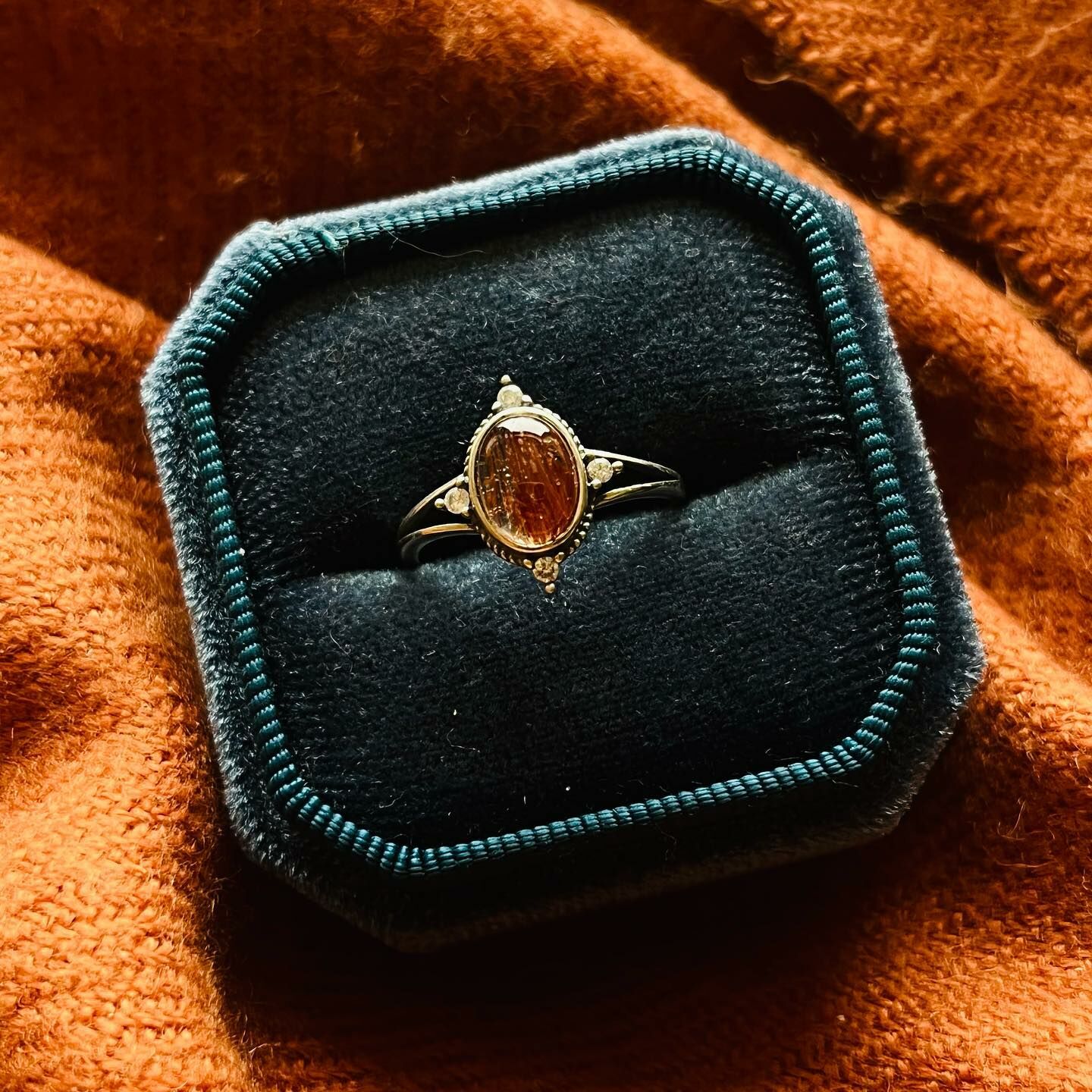 [原石] 紅銅鈦晶 925銀戒指