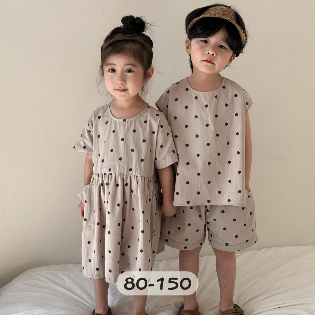 【限量】小點點短袖套裝/洋裝