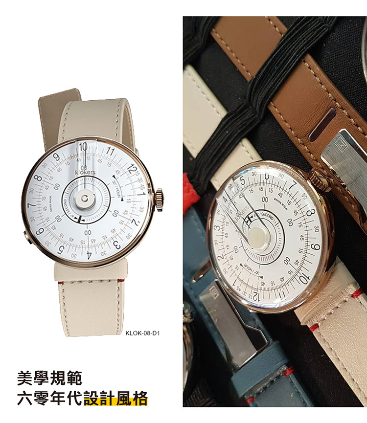 klokers_庫克錶_KLOK-08-D1 白軸+單圈皮革錶帶