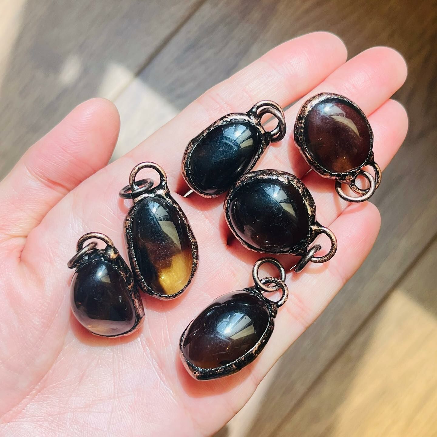 [原石] 茶黃晶 黃銅項鍊吊墜