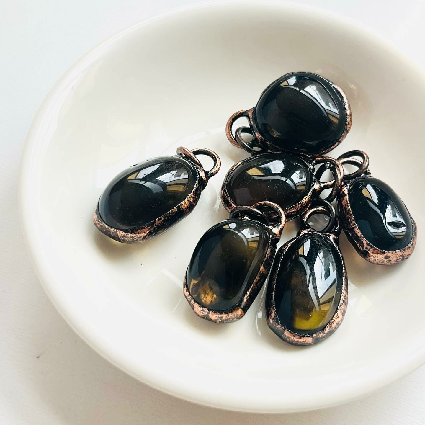 [原石] 茶黃晶 黃銅項鍊吊墜