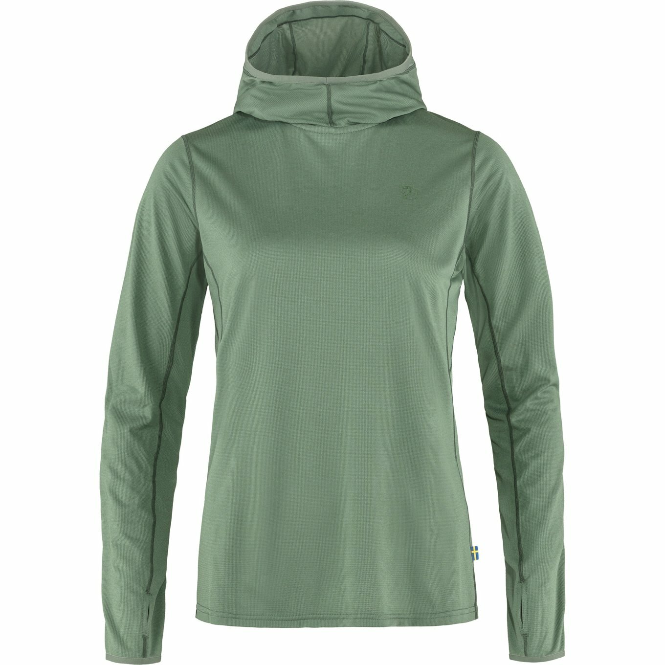 Fjallraven 瑞典北極狐 Abisko Sun Hoodie W 女款 連帽長袖排汗衣 防曬排汗帽T F84108-614 綠鏽 [HappyOutdoor]