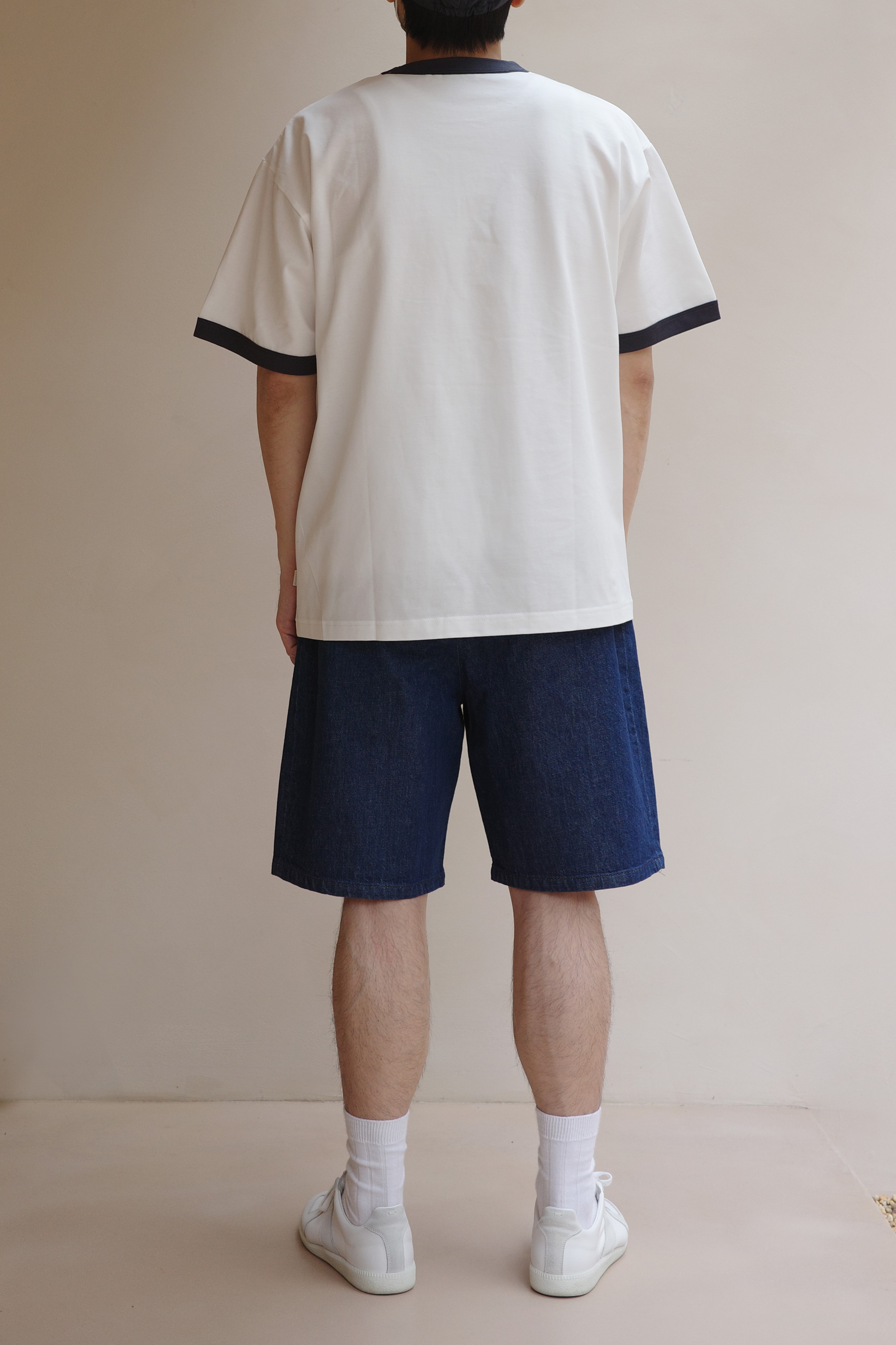 two tuck cotton wide short pants