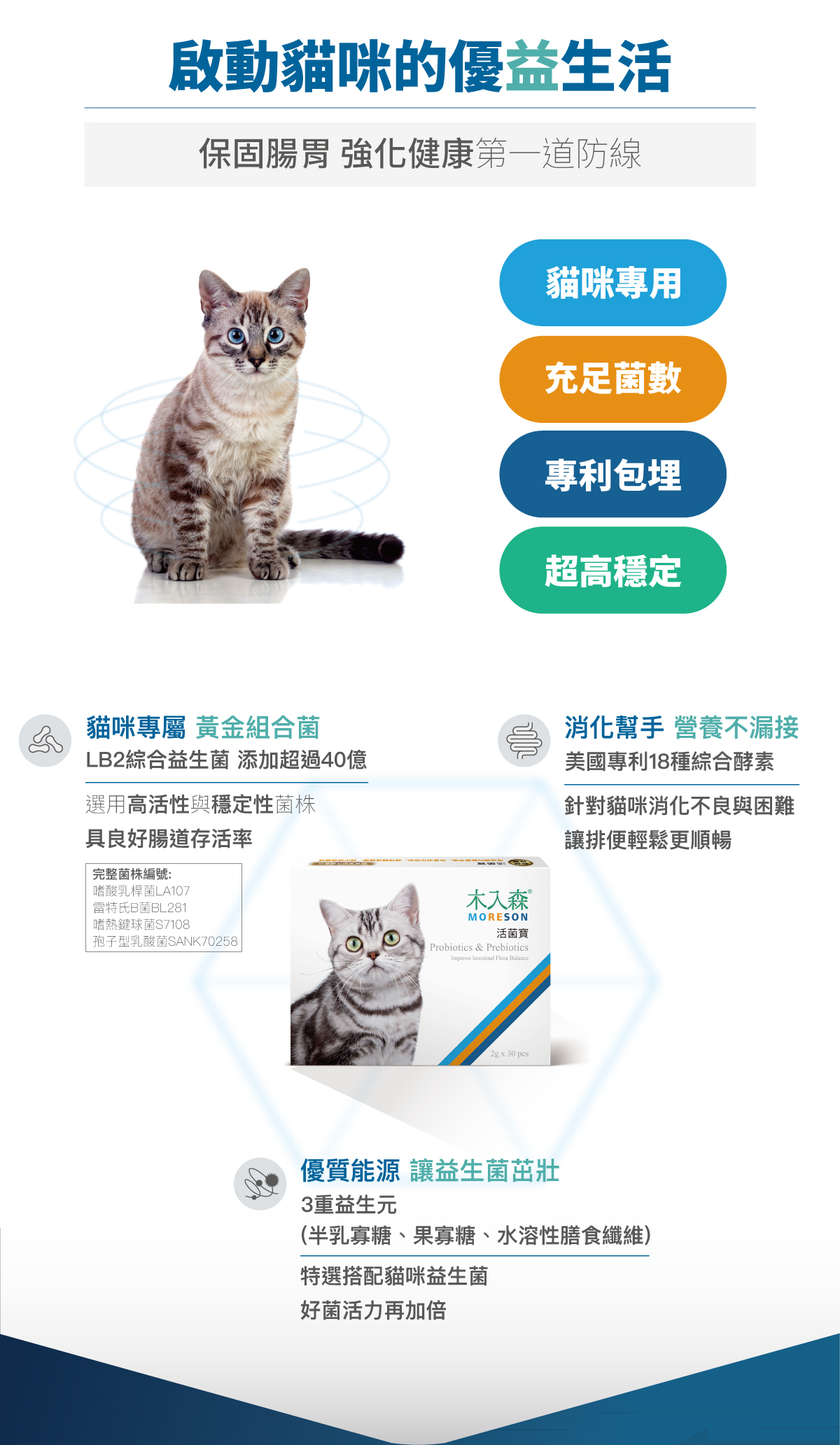 Moreson 木入森｜貓咪活菌寶 30包 (貓咪益生菌)