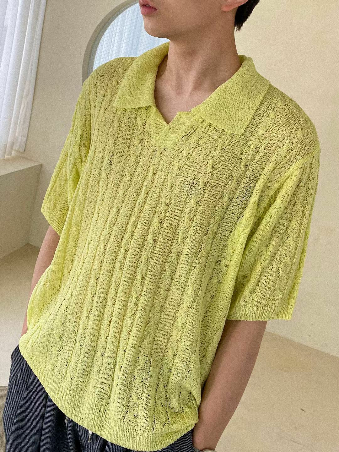 淨色暗扭紋Polo Tee And More-032T