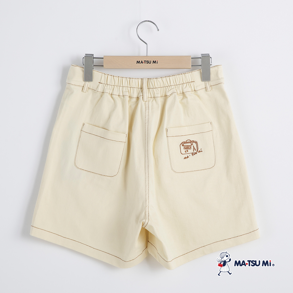 MA‧TSU Mi 特殊縫線感剪裁造型短褲(米白.粉橘)