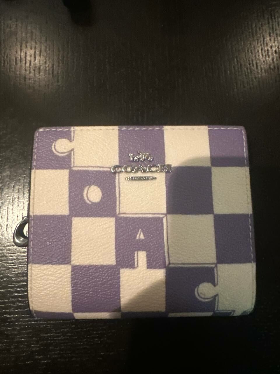 [S] COACH CT217 SNP WALLET W CCH CHECKBOARD,SV/LIGHT VIOLET/CHALK, 196395286775 (SCO742)
