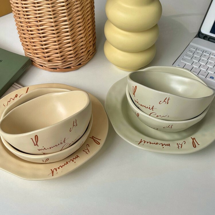 《4013》法文奶油風不規則陶瓷碗盤組