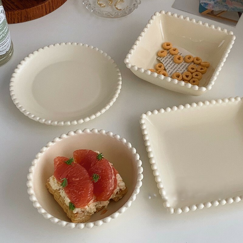 《4014》韓國奶油色系陶瓷餐具組