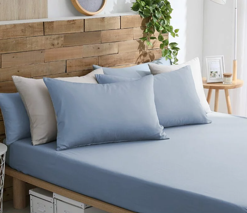 300織精長絨床包組 | 戀藍 x 淺米灰