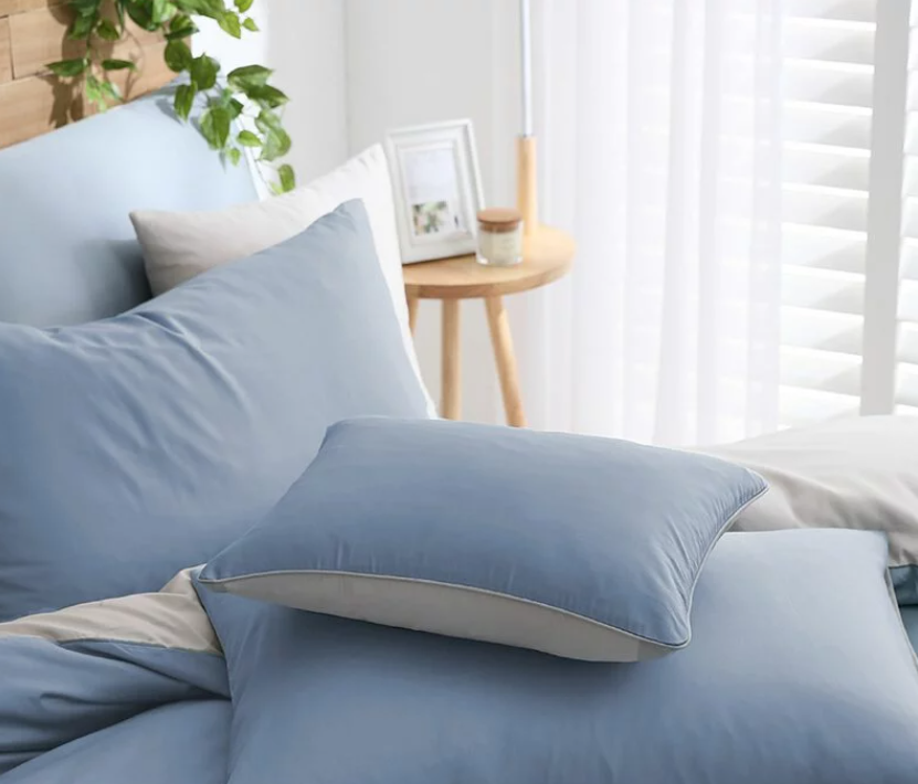 300織精長絨床包組 | 戀藍 x 淺米灰