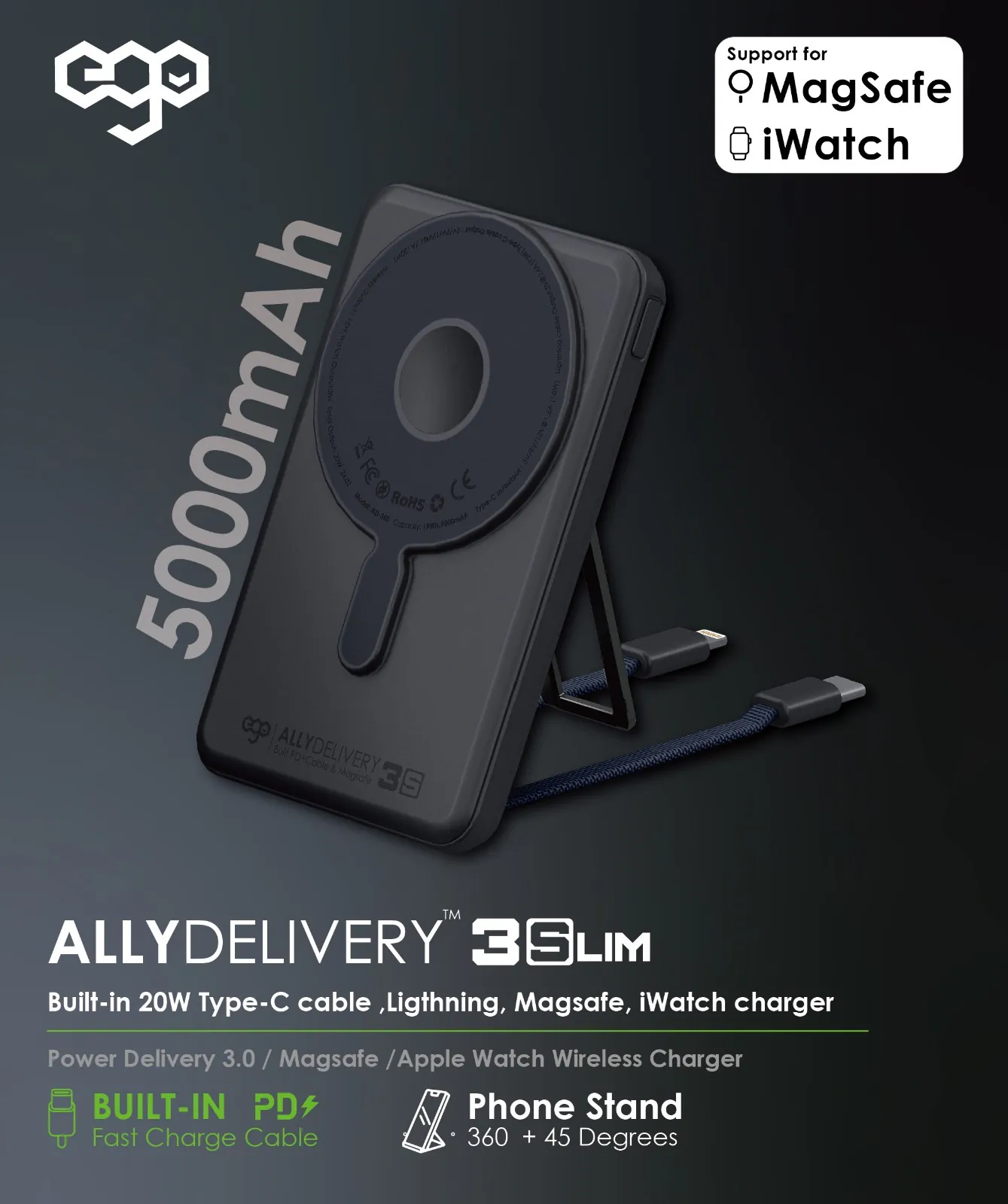 llyDelivery 3S @Magsafe 5000mAh 6合1 移動電源 【10/19 截單，預計 :10月尾至11月中發貨】】