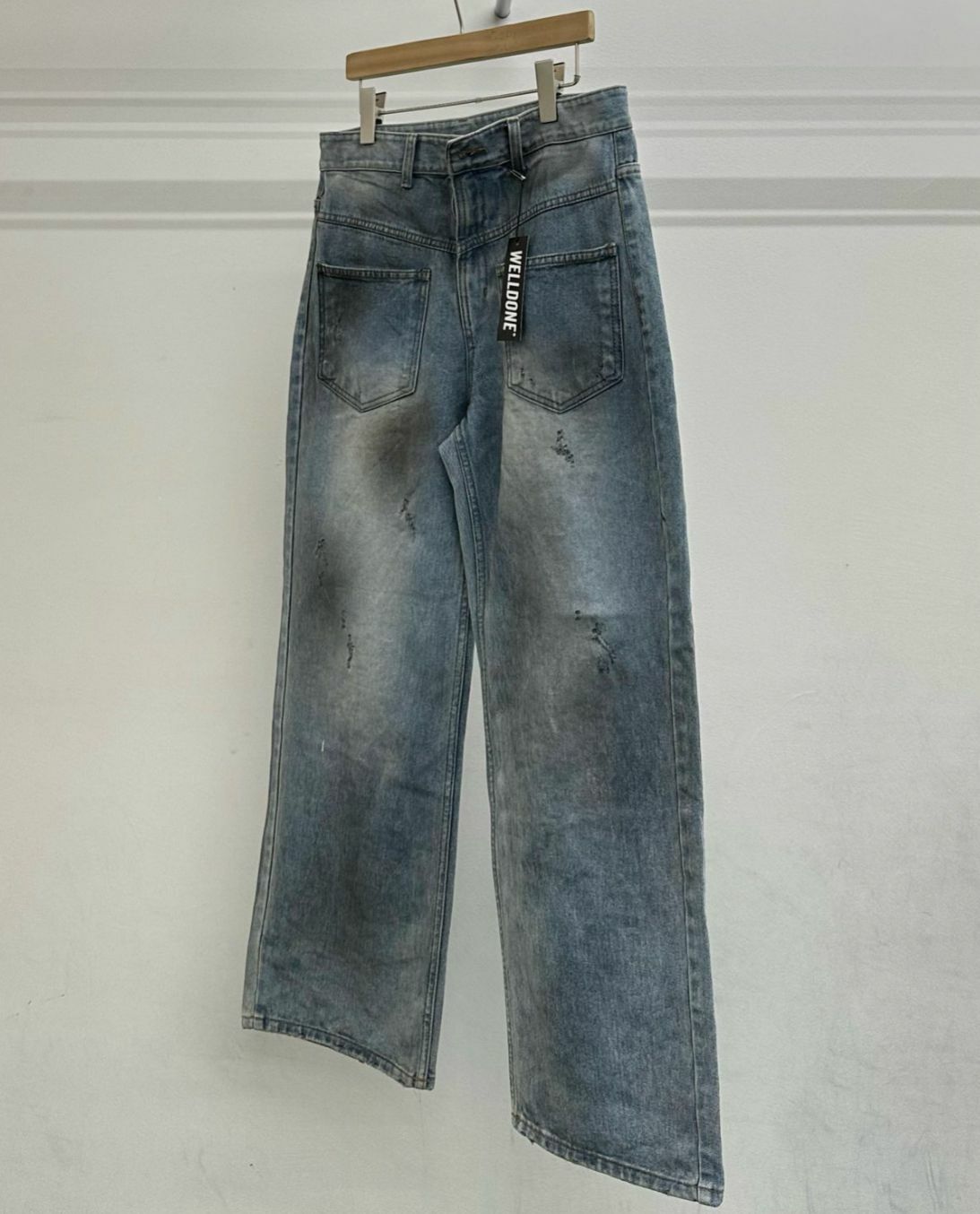 仿污洗水鬆身牛仔褲 WELL DONE-019J