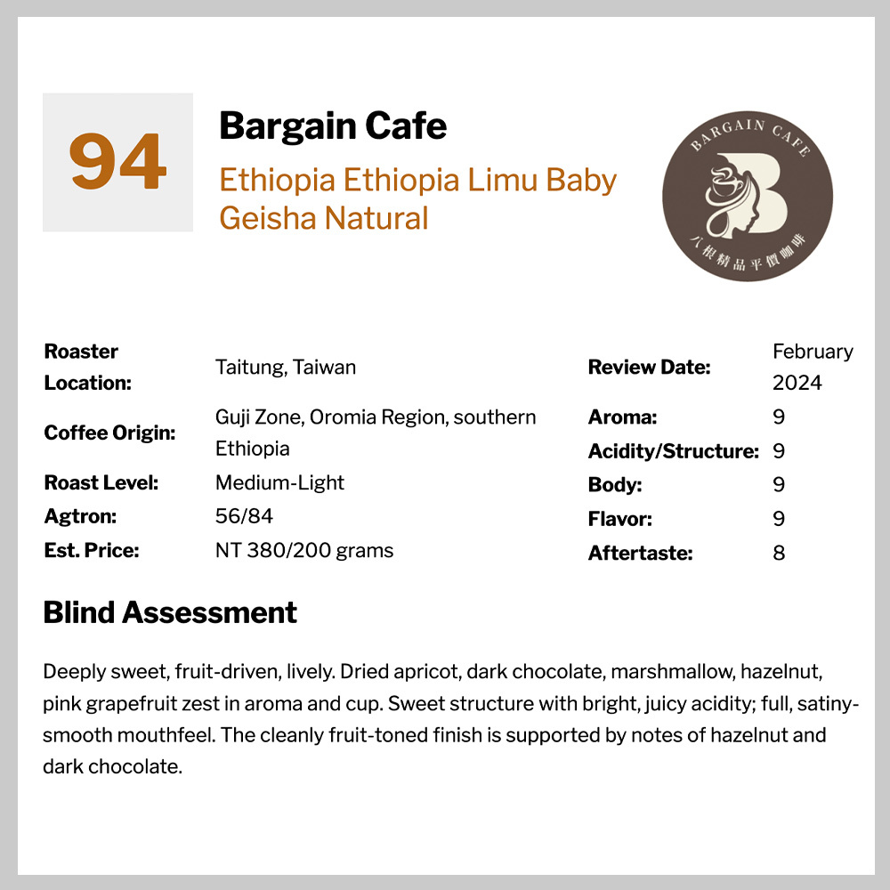 衣索比亞 利姆 寶貝藝伎 日曬 淺焙 200克 咖啡 咖啡豆 精品咖啡