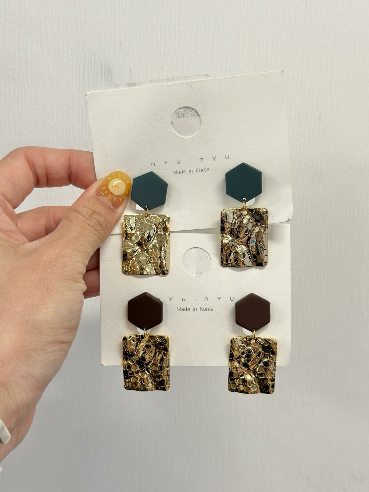 KR 六角形金牌earrings (Clip)