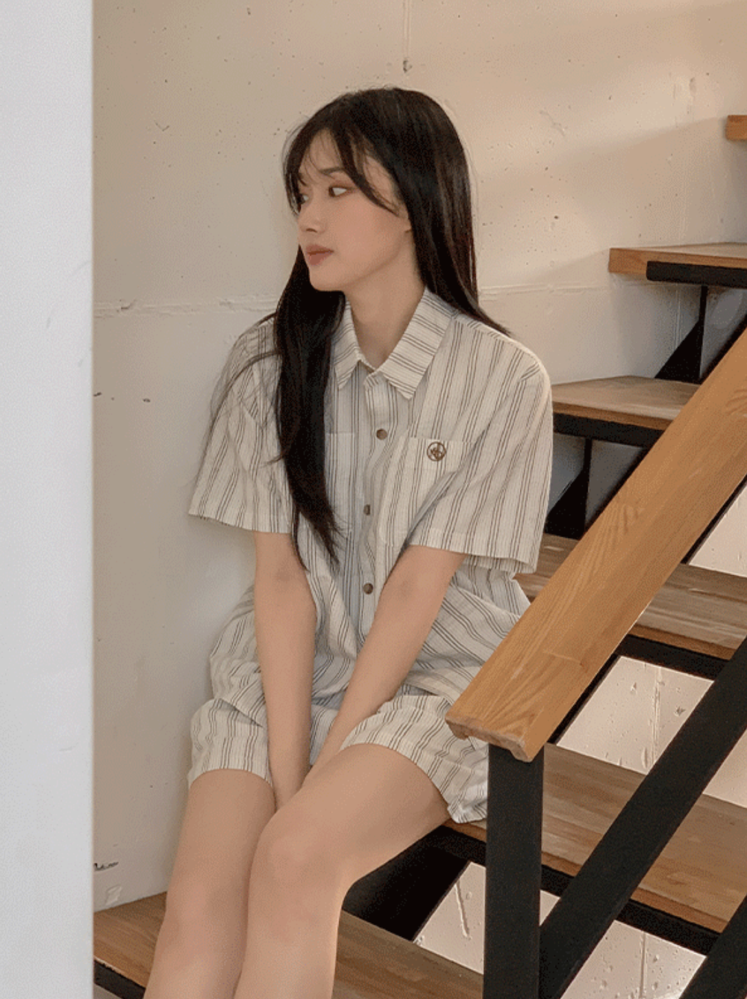 預訂｜Juuneedu Olive Stripe Pajamet Set (2 COLOR)