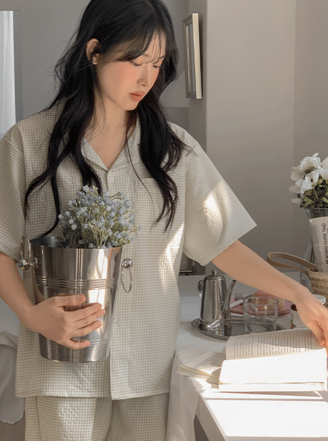 預訂｜Juuneedu Clear Gingham Check Pajamet Set (5 COLOR)