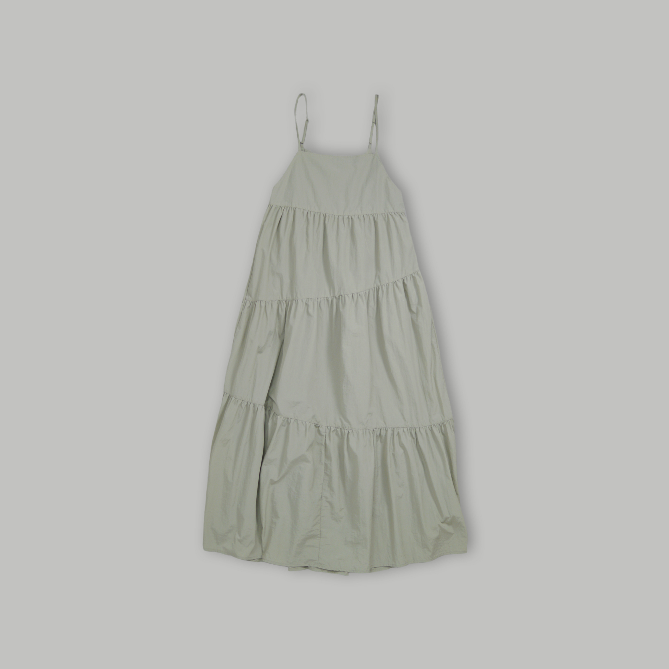 J.P.L. 繫帶斜裁層疊尼龍洋裝 ╭ 3色 ╮