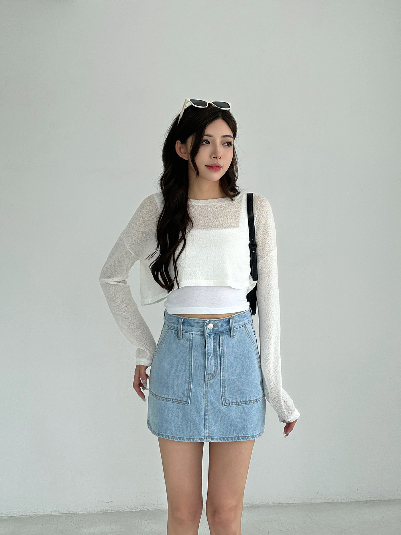 H-line Denim Mini Skirt Pants