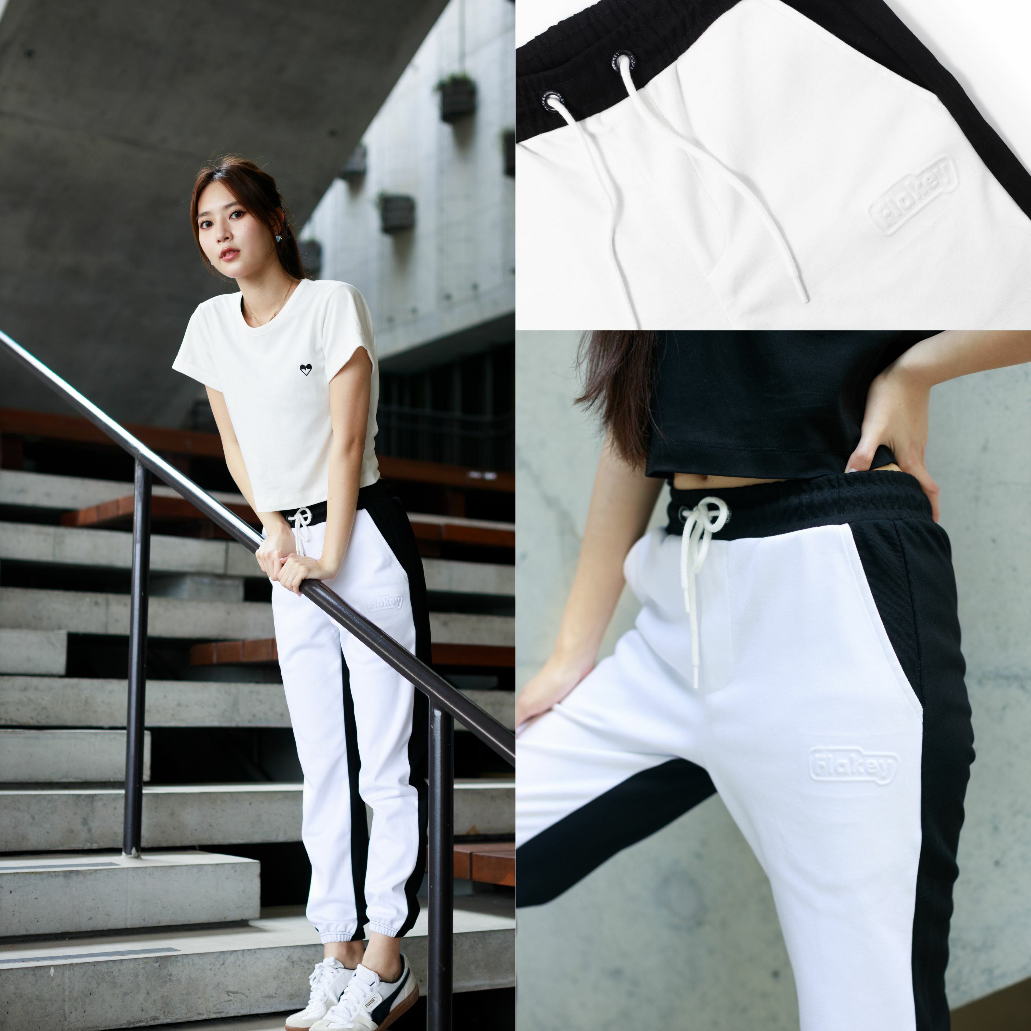 FLAKEY ACTIVE BLOCKING Unisex 運動休閒褲(白)