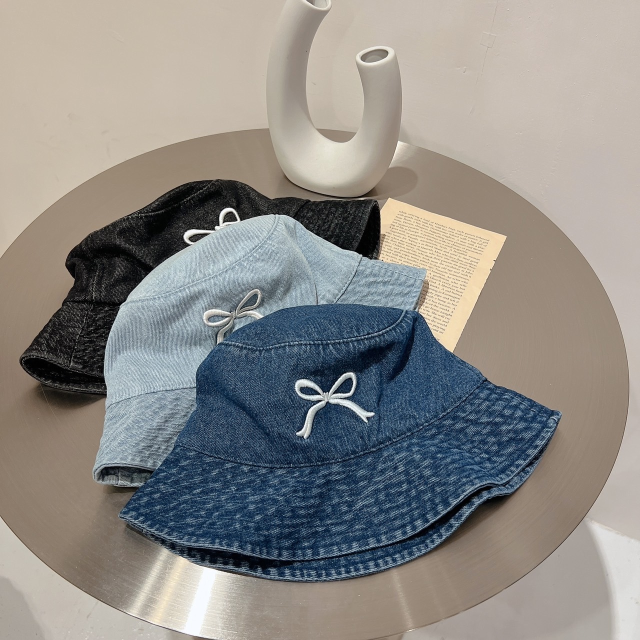 蝴蝶結牛仔漁夫帽/三色