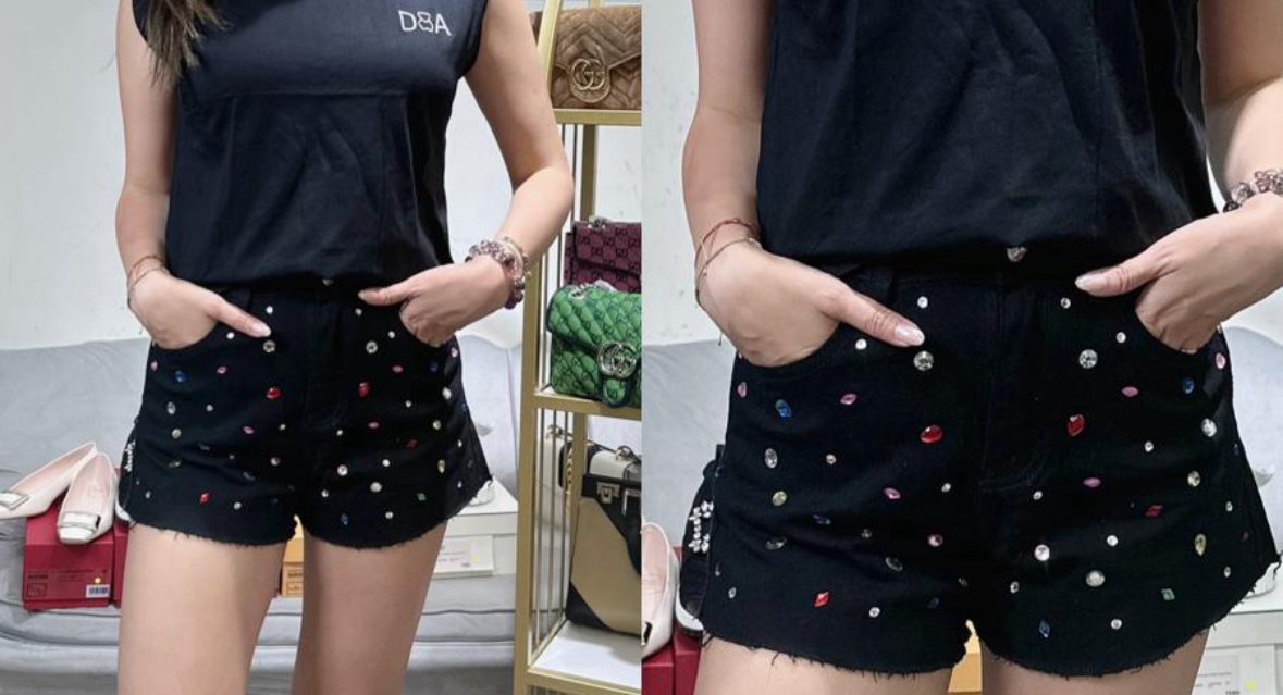 黑色閃閃短褲 -M