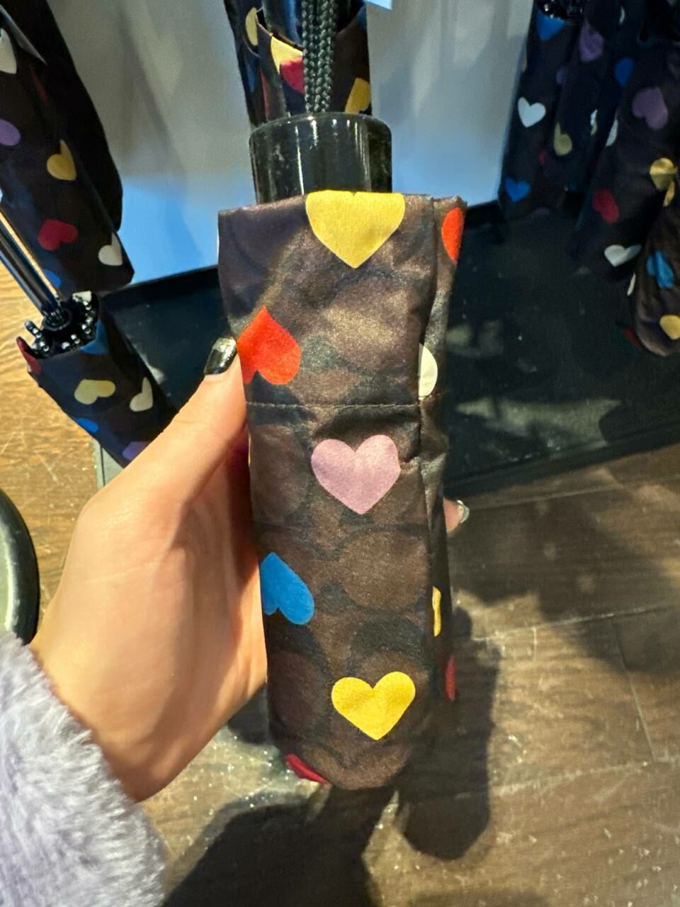 [S] COACH CP502 MULTI HEART SIGNATURE MINI UMBRELLA,SV/N2R, 196395167098 (SCO746)