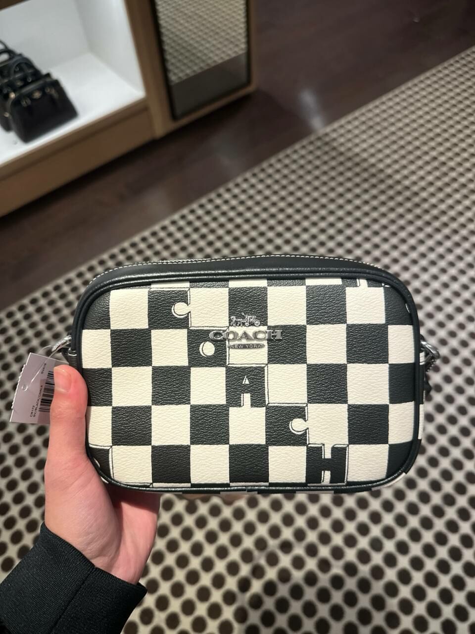 [S] COACH CR172 CHKD MINI JAMIE CAMERA BAG,SV/BLACK/CHALK, 196395289714 (SCO750)