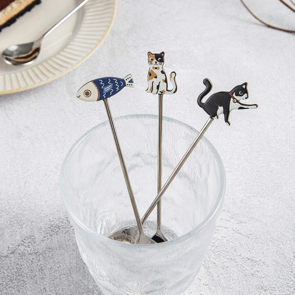 《41631》♾️彩色貓咪和魚魚小湯匙