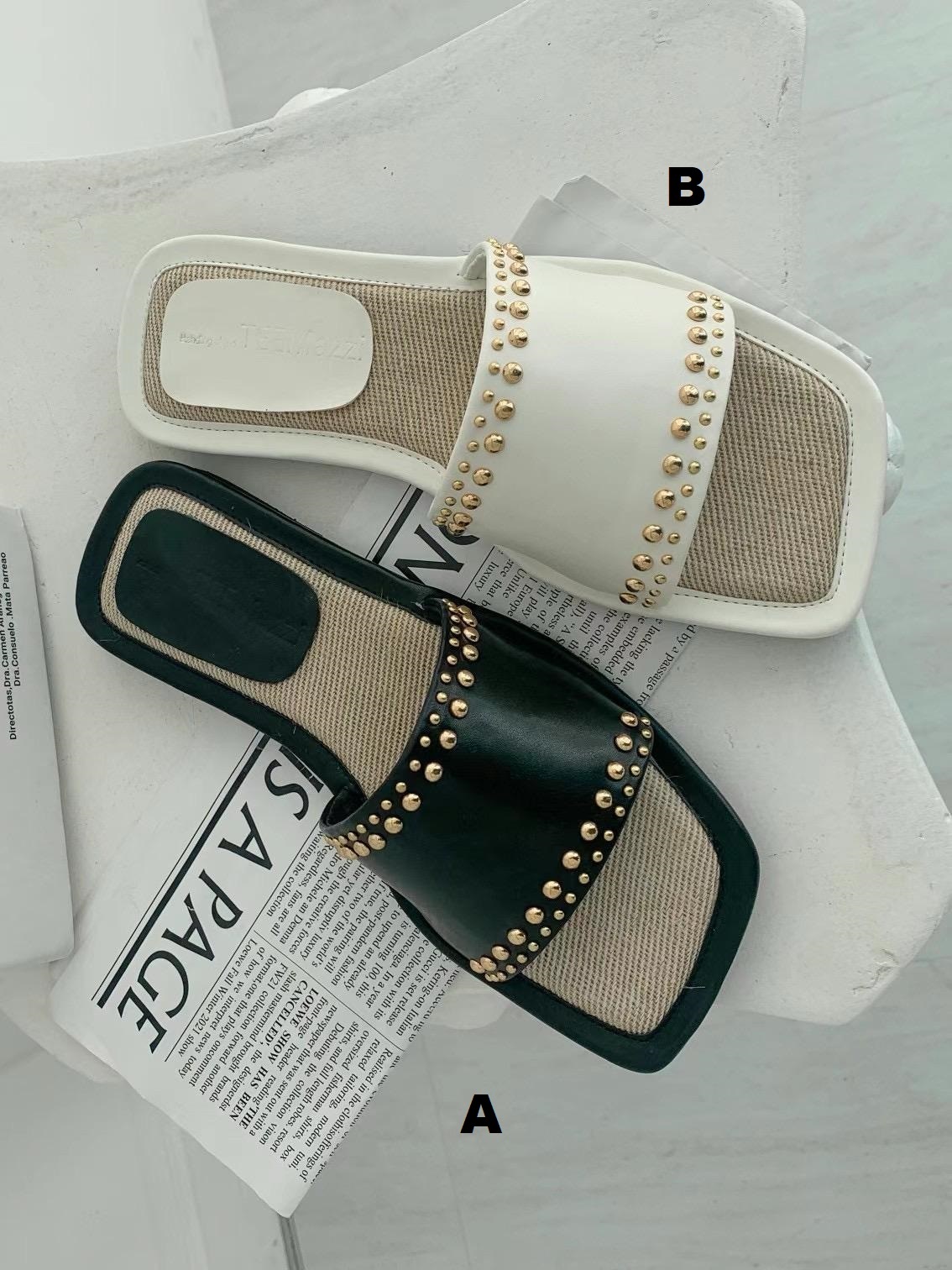 SH#14339🤎窩釘簡約涼拖