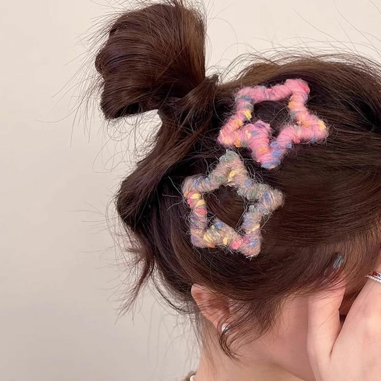 五角星星毛線髮夾