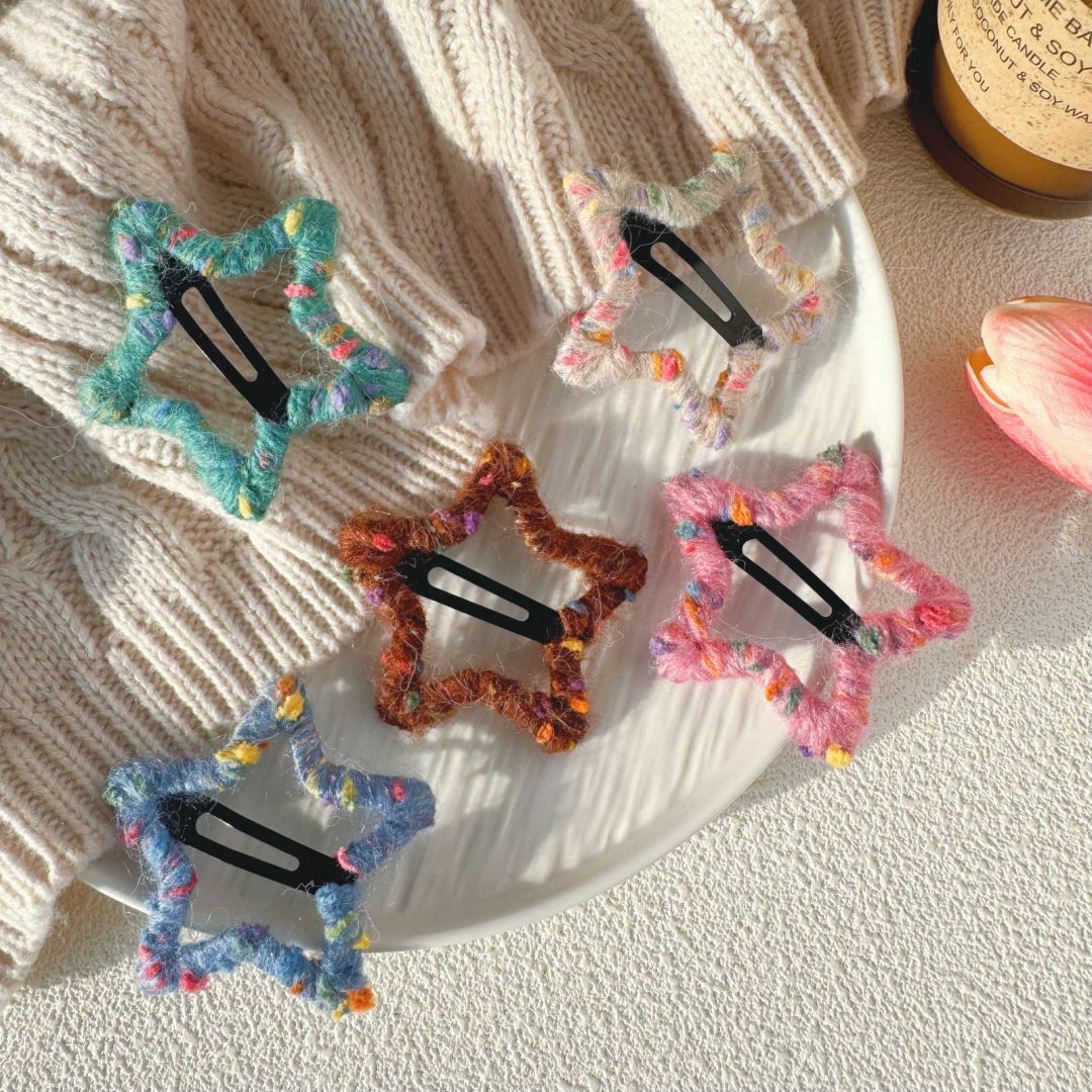 五角星星毛線髮夾