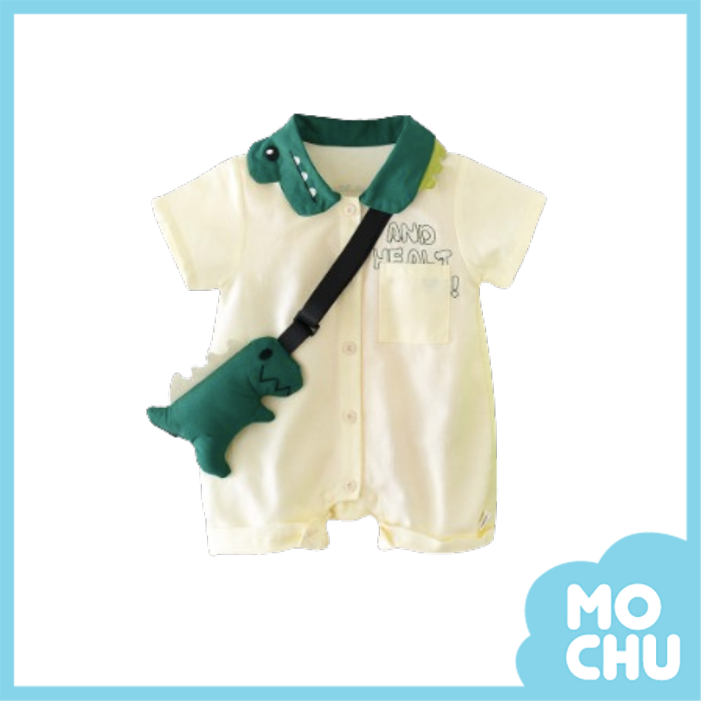 小恐龍領圍短袖連身衣(送恐龍配飾）