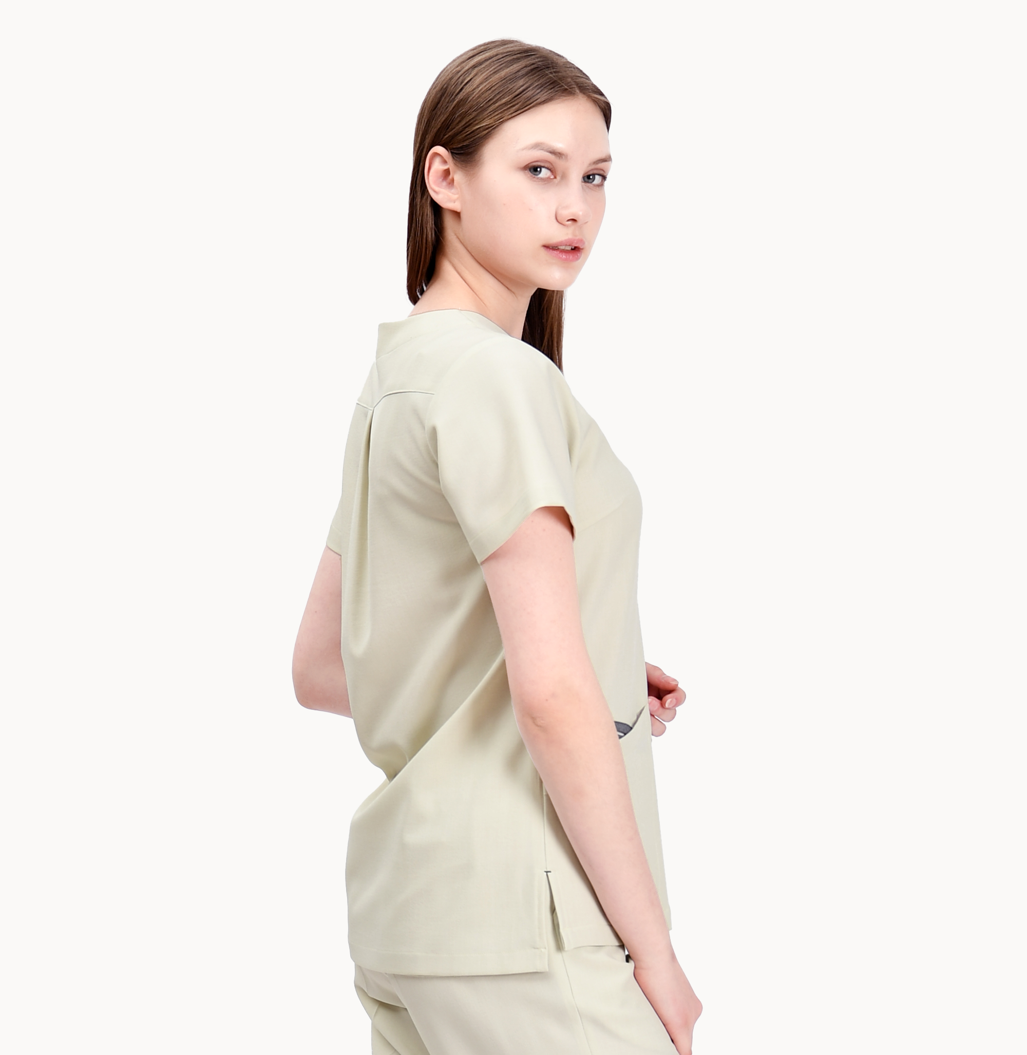 240204 LINEN-LIKE 女款刷手服 茉莉白