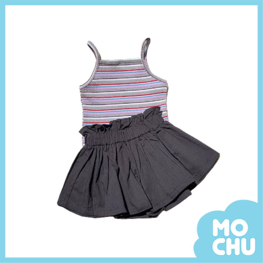 (120cm現貨)彩條背心+花苞短褲套裝