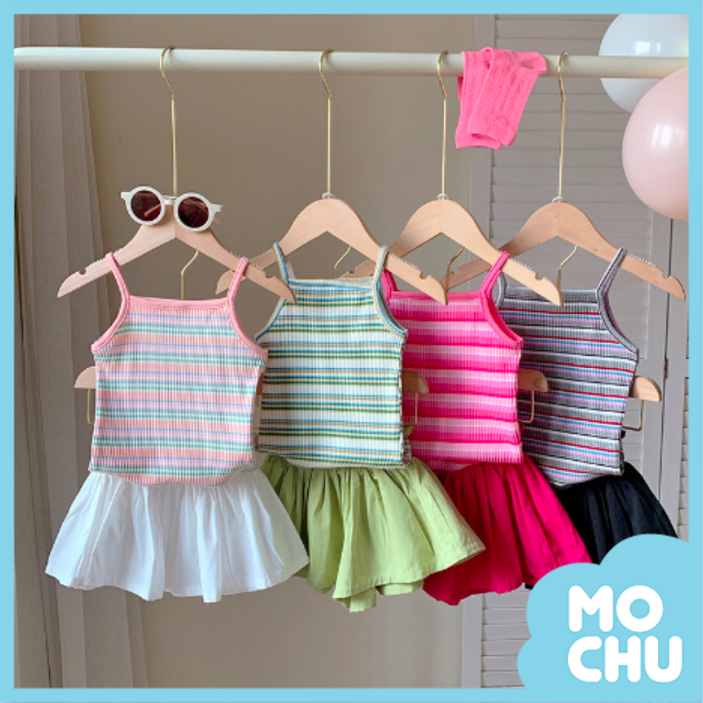 (120cm現貨)彩條背心+花苞短褲套裝