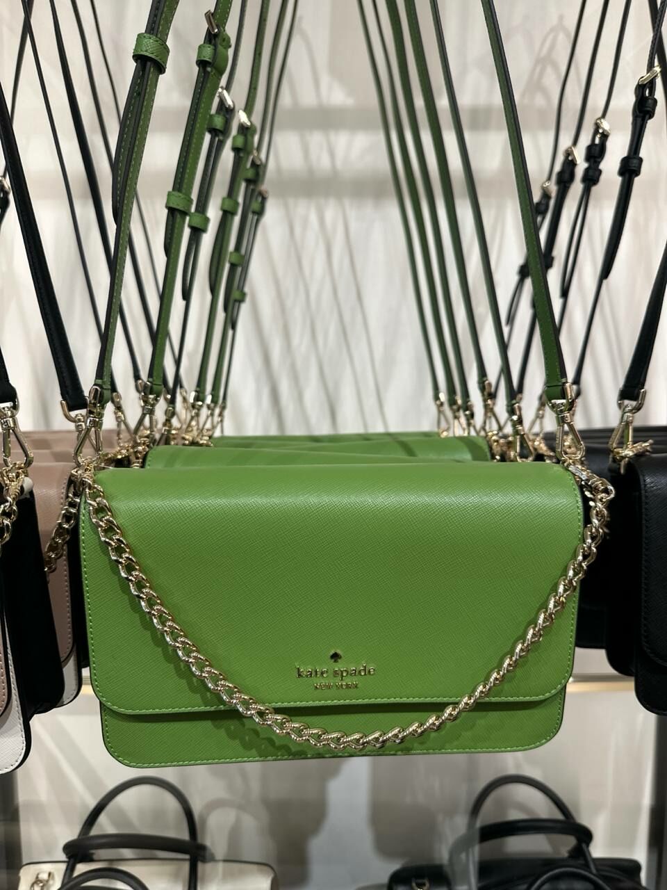 [S] KATE SPADE KC430 MADISON SAFFIANO LEATHER FLAP CROSSBODY,TUTLE GREEN, 196021438776 (SKS1051)