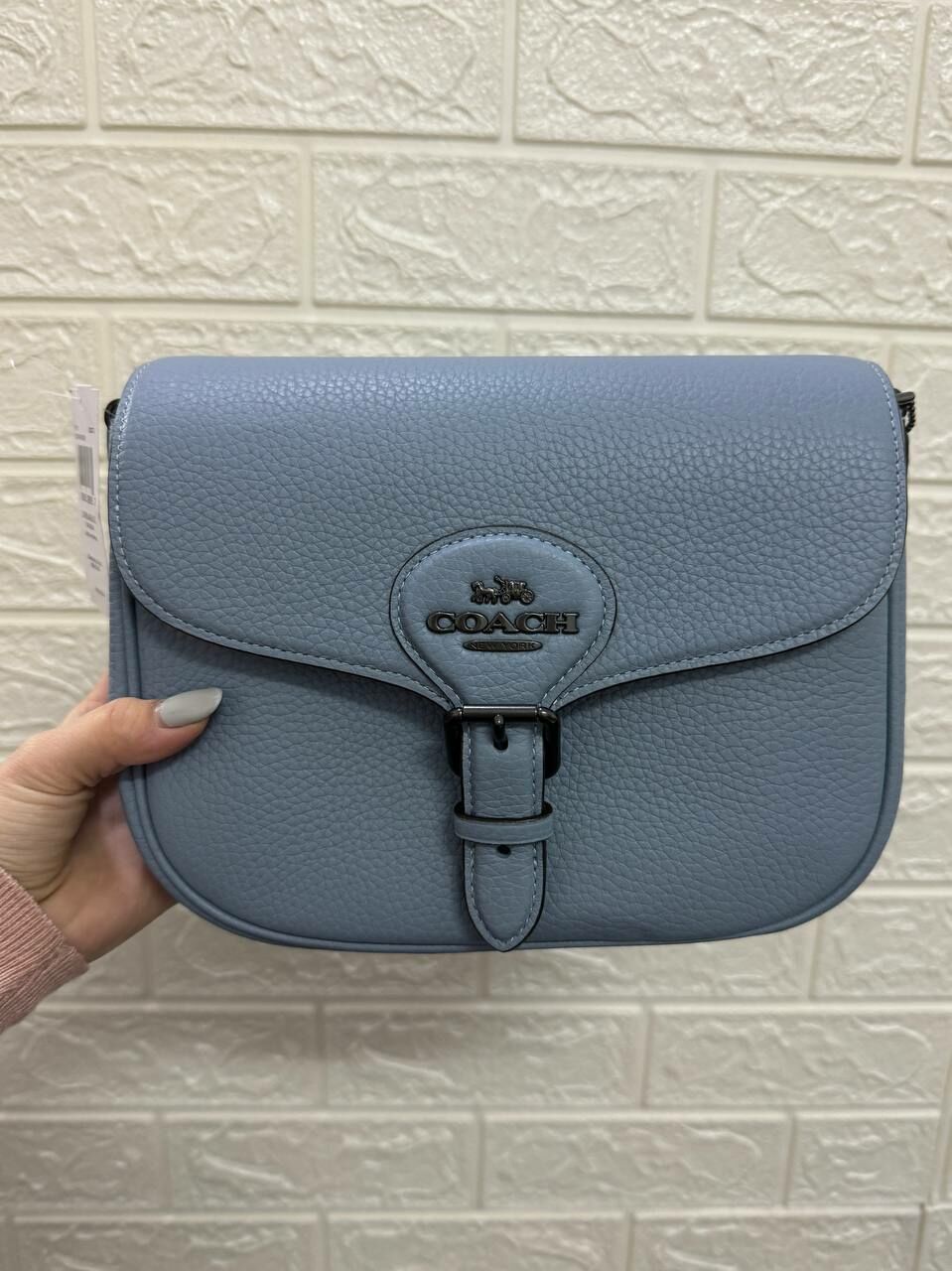 [S] COACH CP107 LUX PEBBLE AMELIA SADDLE,QB/CORNFLOWER, 196395289882 (SCO758)