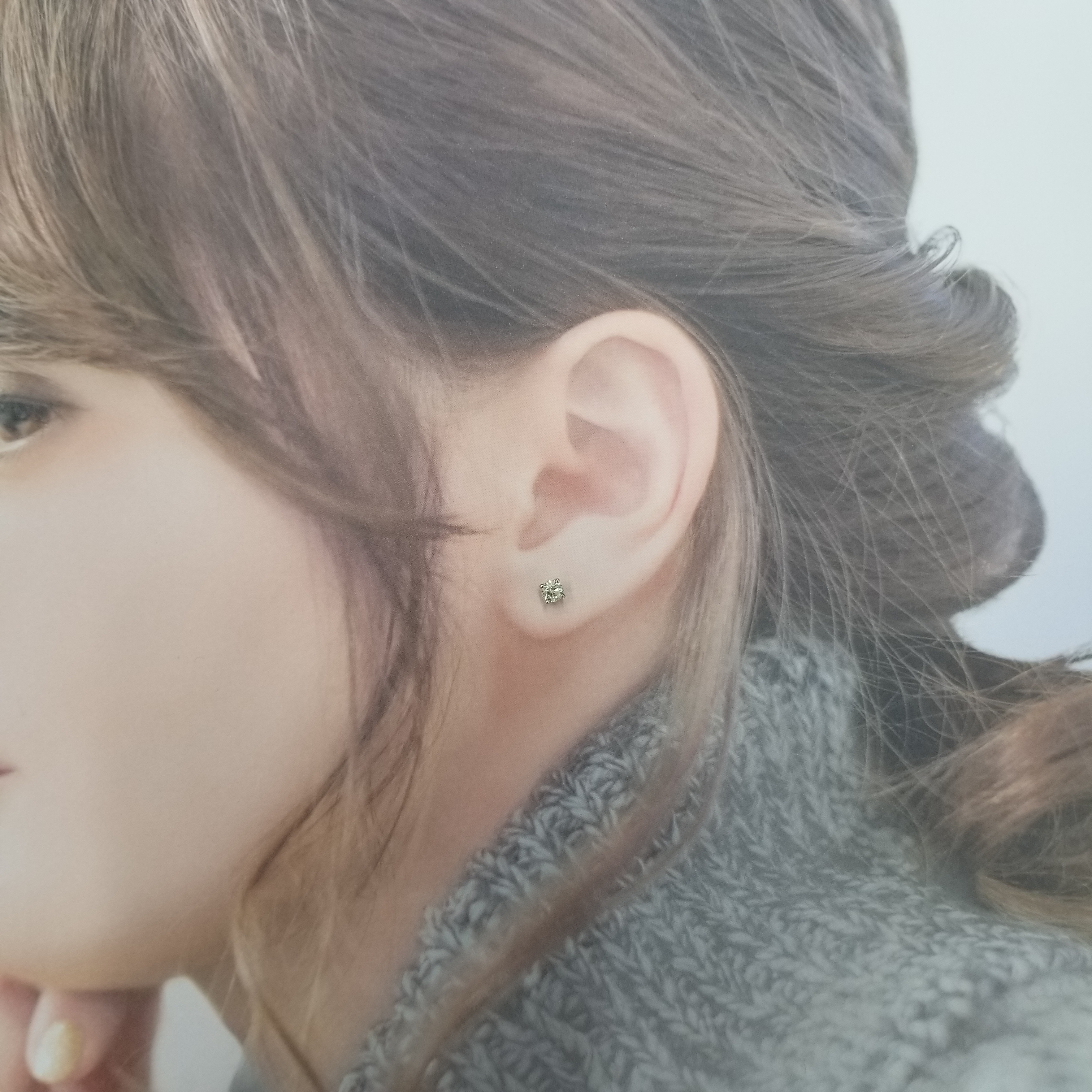 全新18K白金【主石47份鑽石】4爪耳環