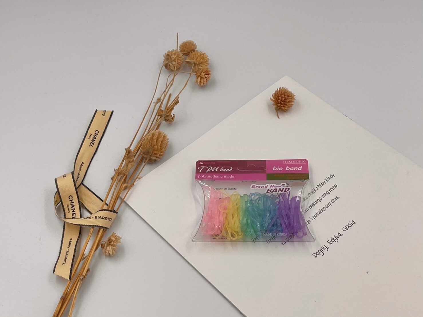 彩虹色細橡皮筋髮圈