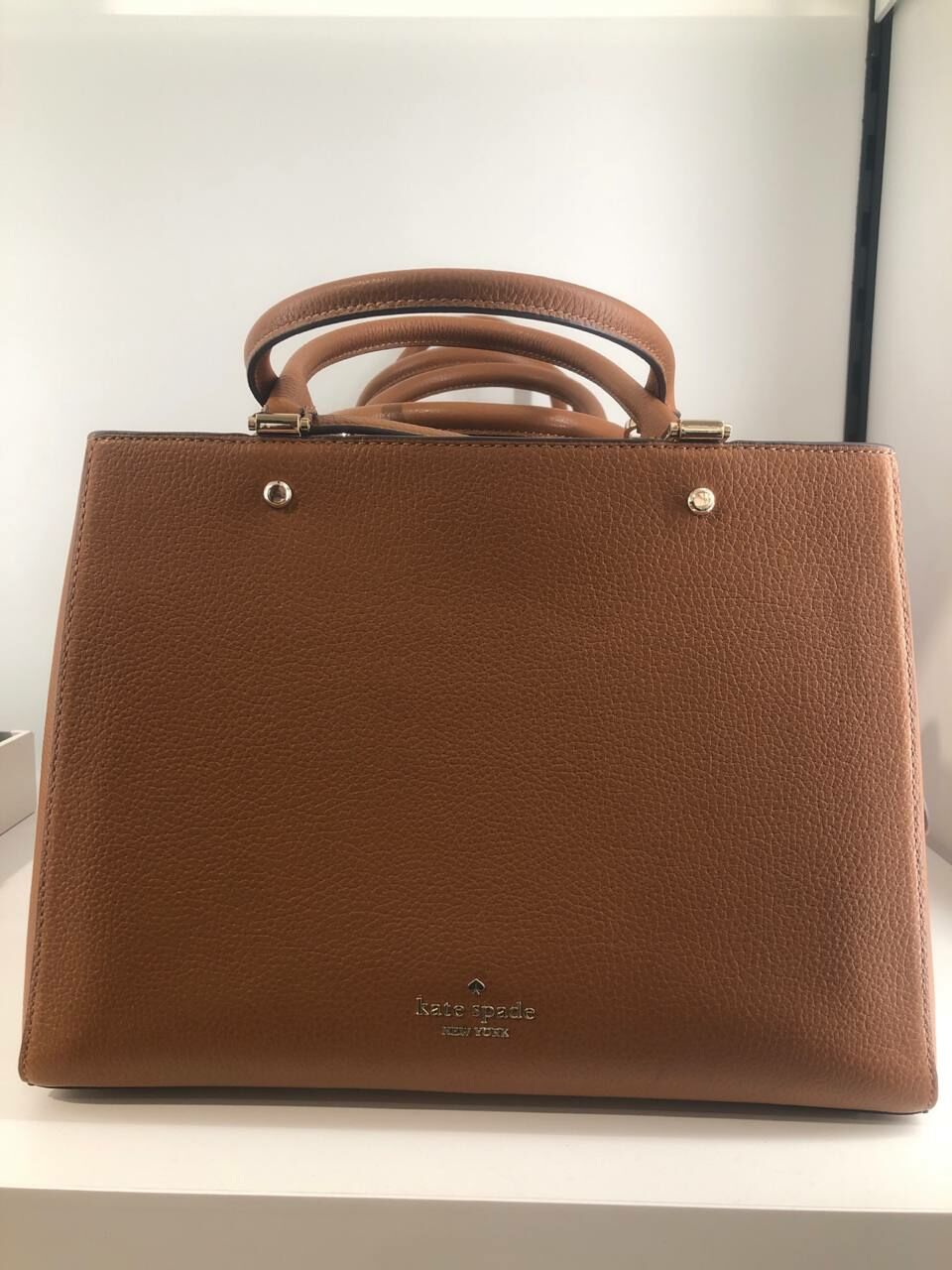 [S] KATE SPADE WKR00335 LEILA PEBBLED LEATHER MEDIUM TRP CMP STCH,WARM GINGER, 767883201619 (SKS1054)