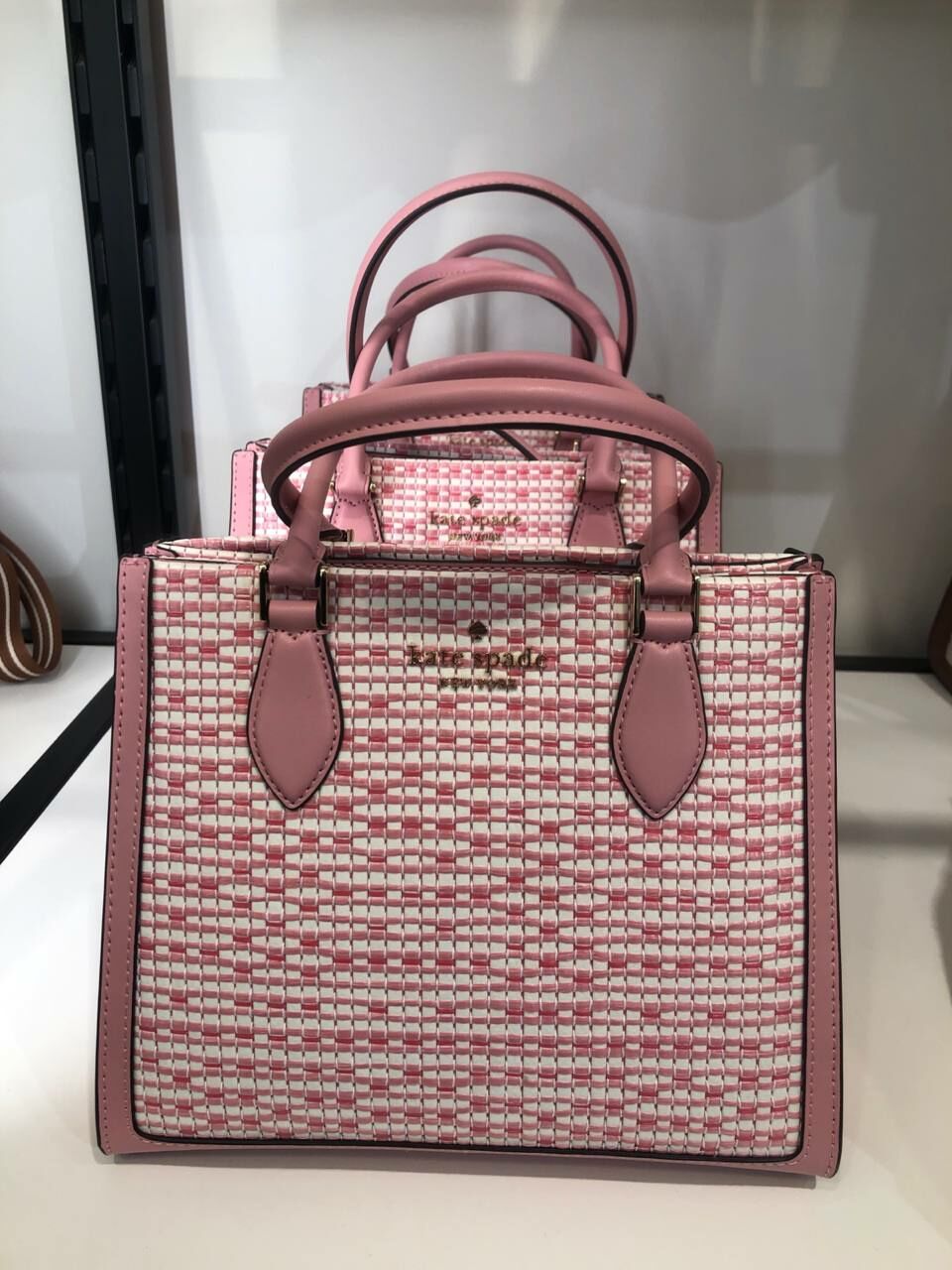 [S] KATE SPADE KF511 ELLIE STRAW TWEED SMALL TOTE,BRIGHT CAR, 196021439025 [FINAL SALE] (SKS1059)