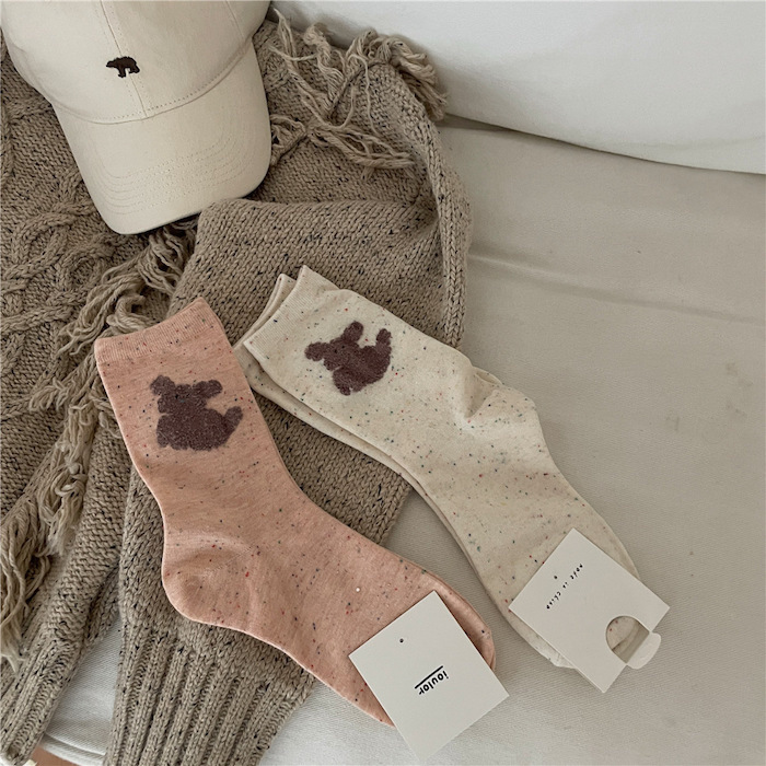 《41643》混彩色織狗狗短襪