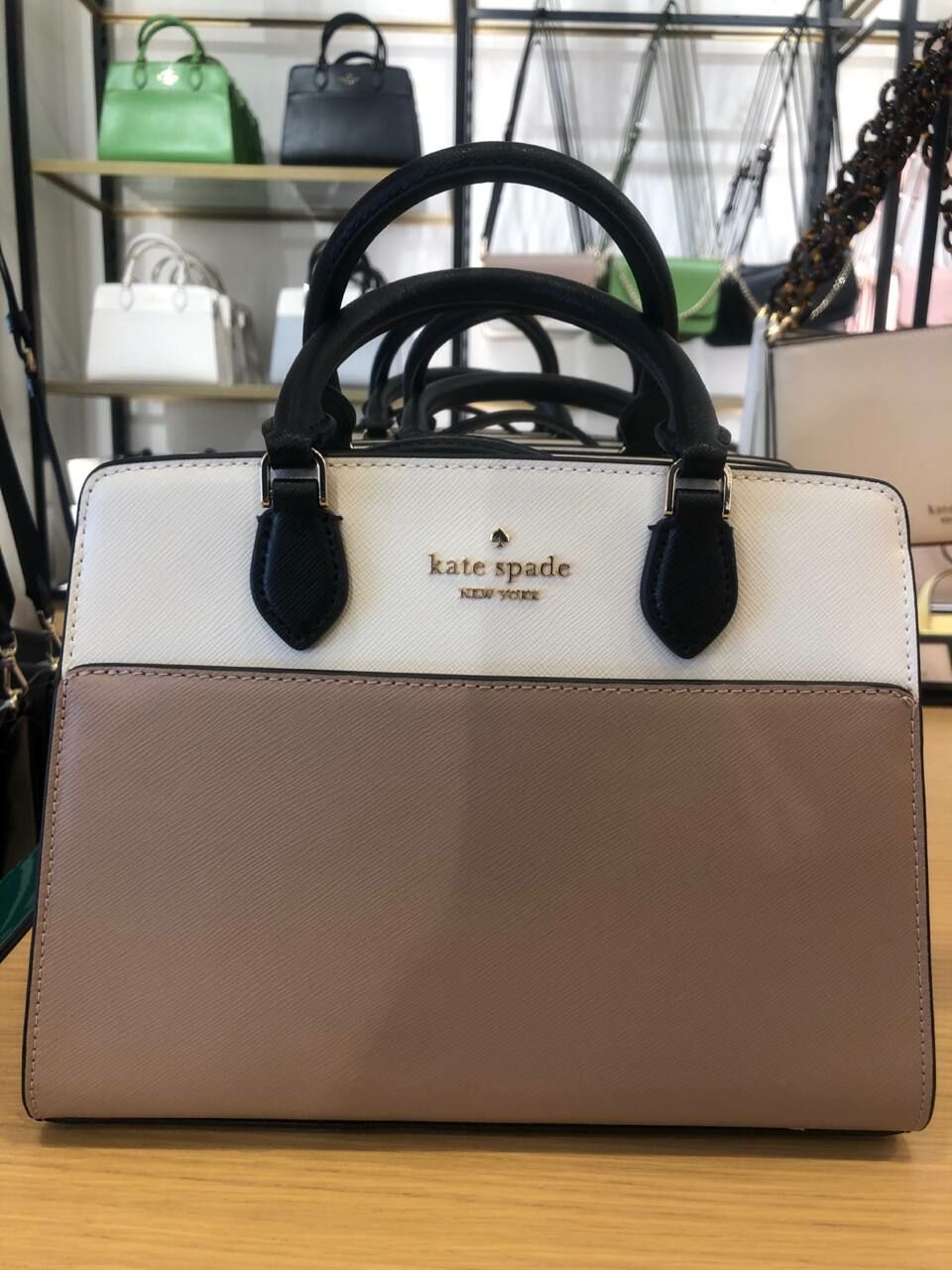 [S] KATE SPADE KC620 MADISON COLORBLOCK SAFF SMALL SATCHEL,TOASTED HA, 196021319006 (SKS1063)