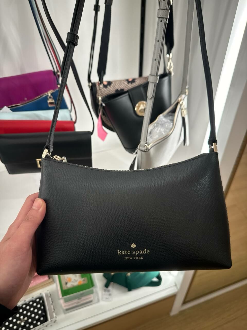 [S] KATE SPADE KE594 SADIE SAFFIANO LEATHER CROSSBODY,BLACK, 196021369056 (SKS1065)