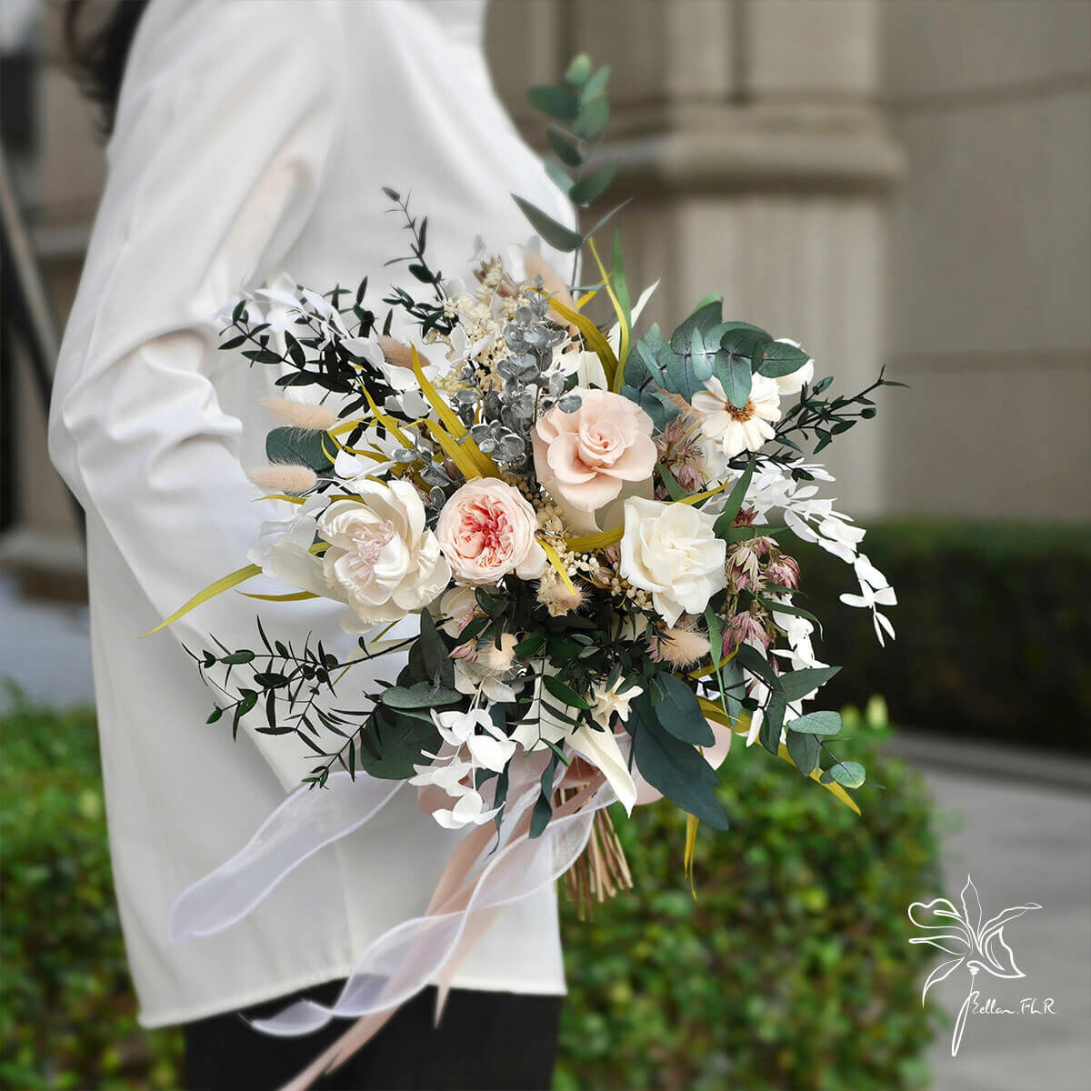 【森林的祝福】3朵永生主花中型捧花