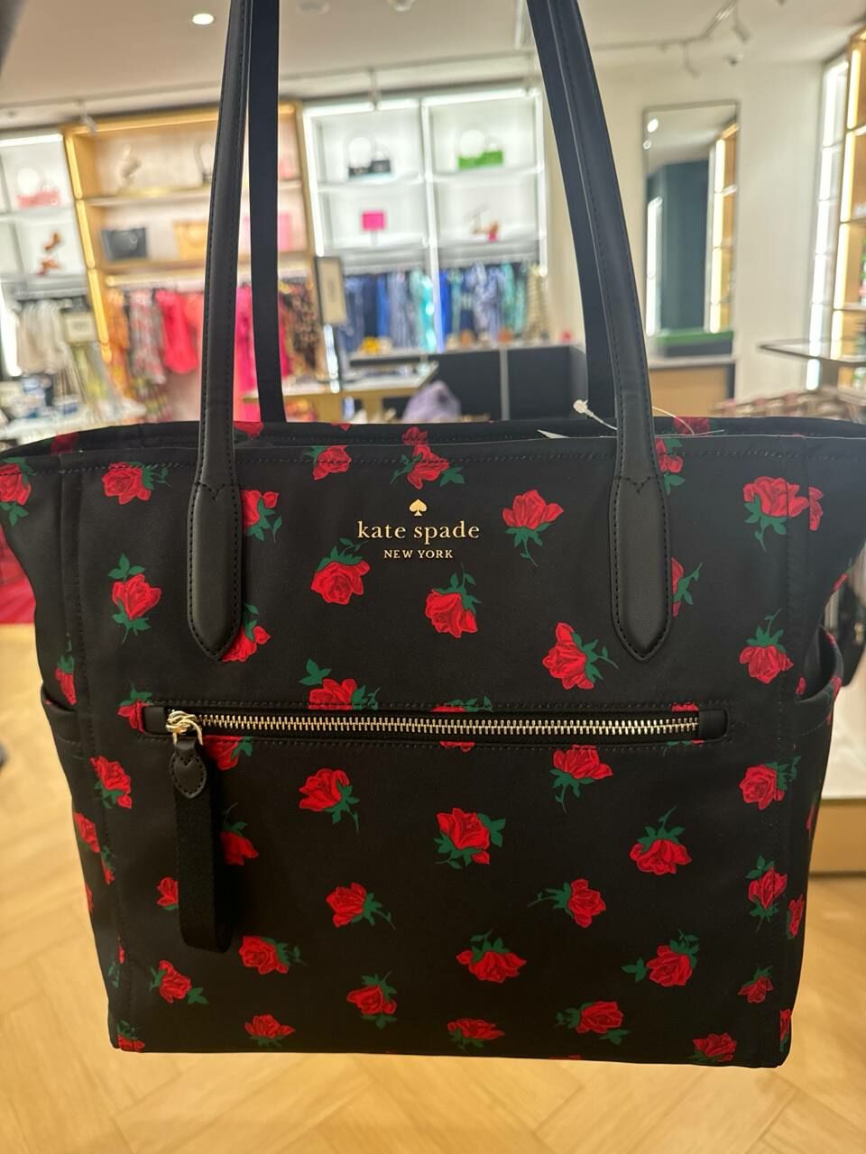 [S] KATE SPADE KE432 CHELSEA ROSE TOSS PRINT TOTE,BLACK MULTI, 196021370854 (SKS1068)