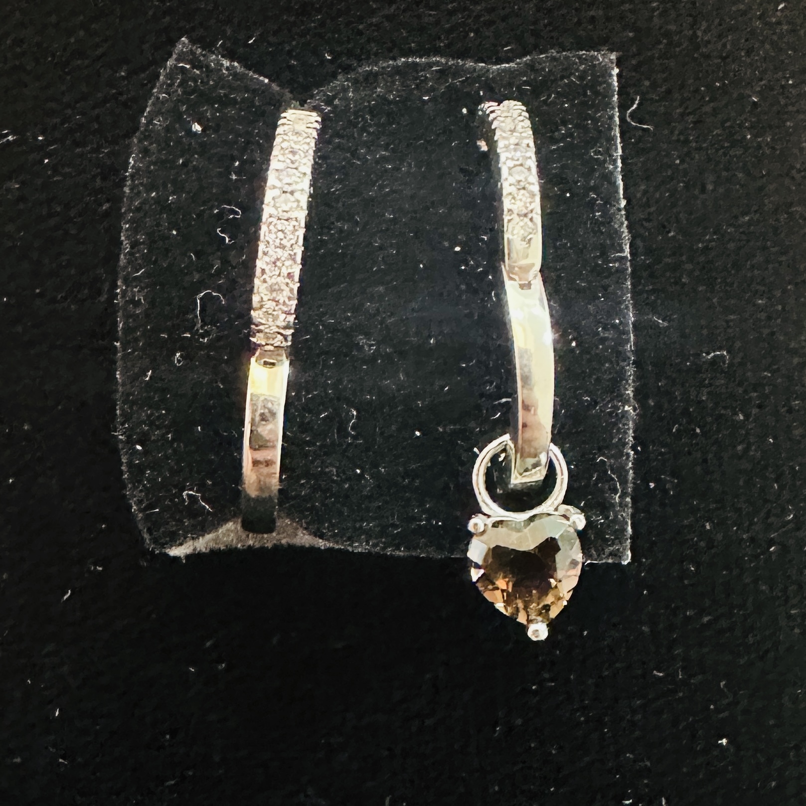 T391茶晶愛心耳環